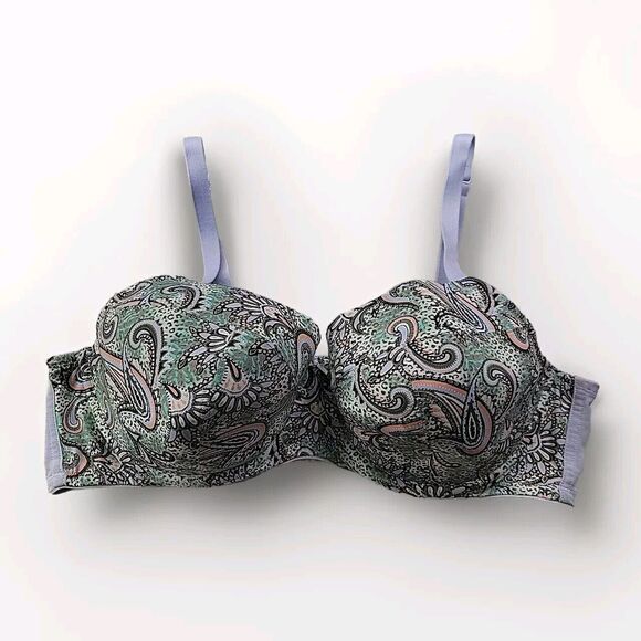 Simply Cacique Women's 44C Balconette Paisley Lined Lavender Purple Underwired - Picture 1 of 12